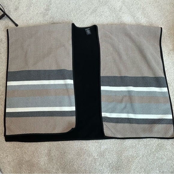NICOLE Miller brown gray white striped poncho shawl cape - Picture 5 of 10